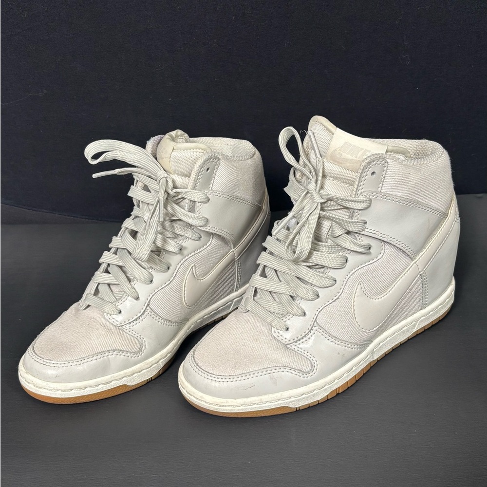 Nike Women's Light Gray High-Top Wedge Sneakers